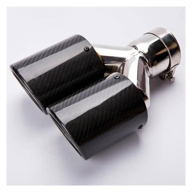 Auspuffendrohre 1 STÜCKE Dual Hinten Schalldämpfer Spitze Schwanz Kehle Carbon Faser Edelstahl Auspuff Spitze Auspuffrohr Schalldämpfer Spitze(63mm Inlet) von holohol