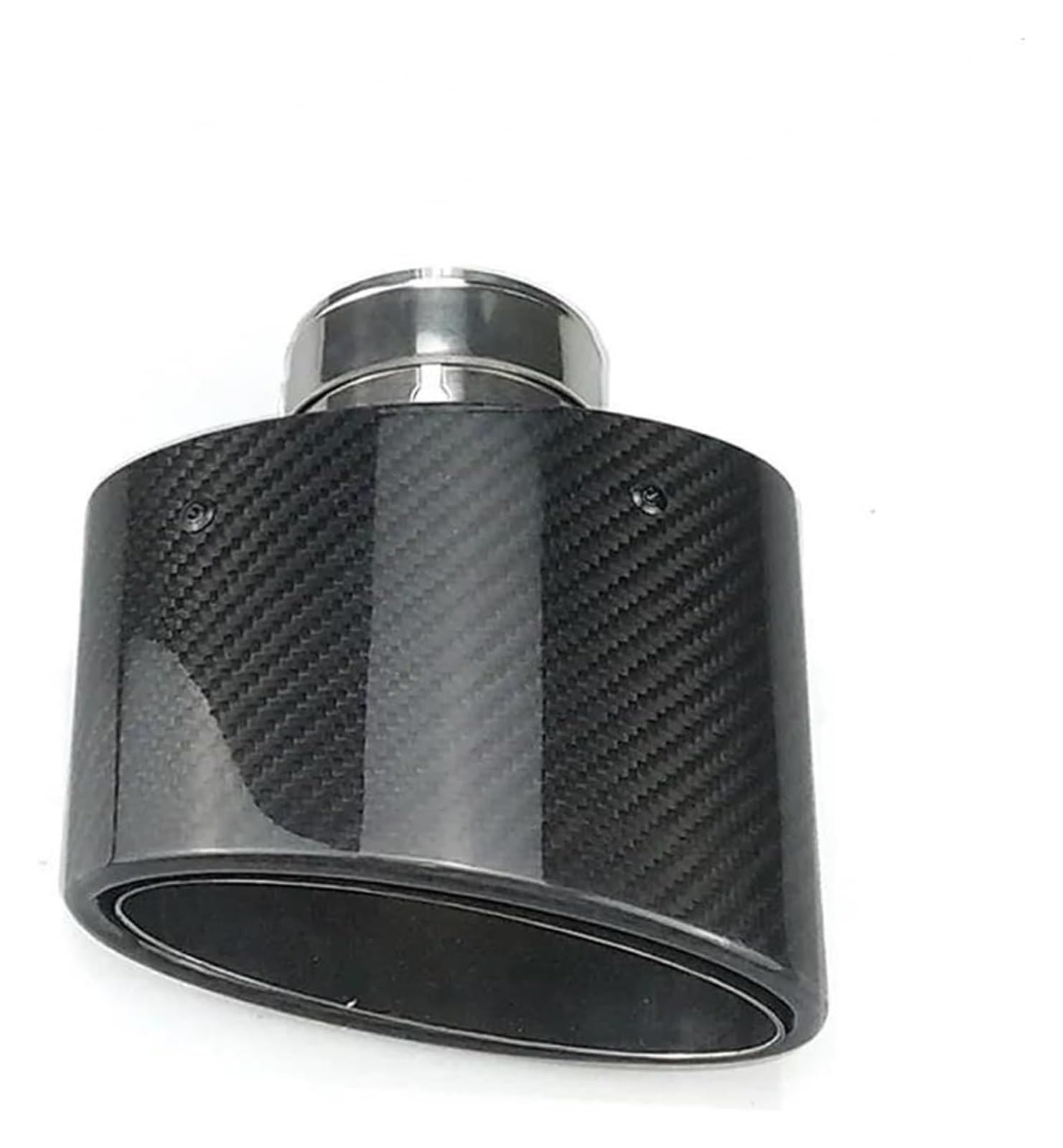 Auspuffendrohre Edelstahl Silber Auspuffrohr Düse Auto Schalldämpfer Carbon Spitze Auspuff System Glänzend Universal Oval Breite 150mm(Left-Inlet 63mm) von holohol