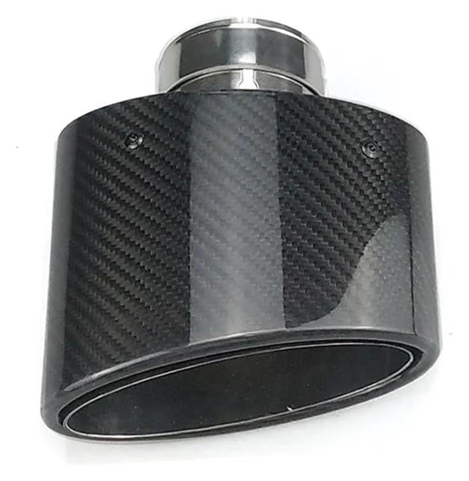 Auspuffendrohre Edelstahl Silber Auspuffrohr Düse Auto Schalldämpfer Carbon Spitze Auspuff System Glänzend Universal Oval Breite 150mm(Right-Inlet 63mm) von holohol