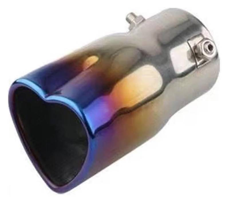 Auspuffendrohre Universal Edelstahl Schnittstelle Herzförmige Auspuff Endrohr 63MM Auto Auspuffrohr Schalldämpfer Endrohr(Burnt Blue Straight) von holohol