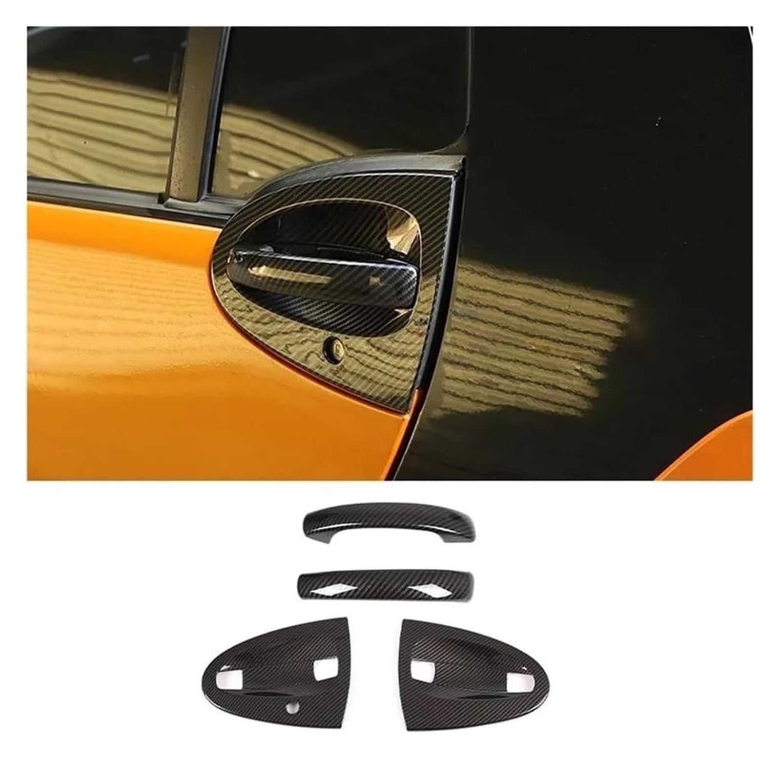 Ziergriffabdeckung Für M&ercedes Für B&enz Für Smart 451 Für Fortwo 2009-2015 Auto Außentürgriffabdeckung Trim Dekor Aufkleber(4pcs Carbon Fiber) von holohol