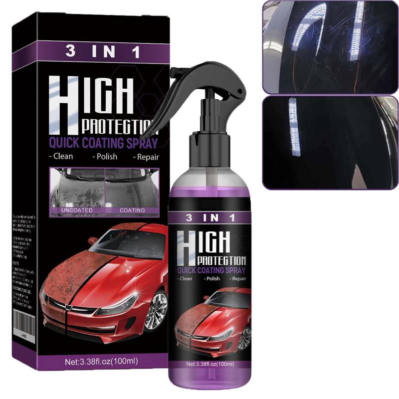 3 in 1 High Protection Quick Car Coating Spray, Hochschutz-3-in-1-Spray, 3-in-1-Keramik-Autobeschichtungsspray, Hochschutz-Schnellbeschichtungsspray, Schnellbeschichtungs-Autowachs (1pcs) von homomdy