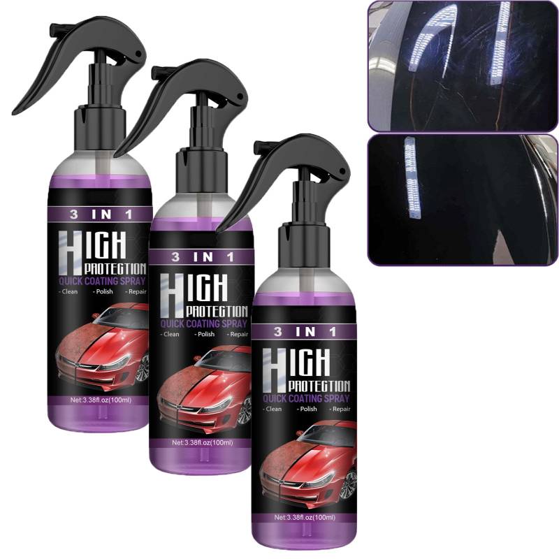 3 in 1 High Protection Quick Car Coating Spray, Hochschutz-3-in-1-Spray, 3-in-1-Keramik-Autobeschichtungsspray, Hochschutz-Schnellbeschichtungsspray, Schnellbeschichtungs-Autowachs (3pcs) von homomdy