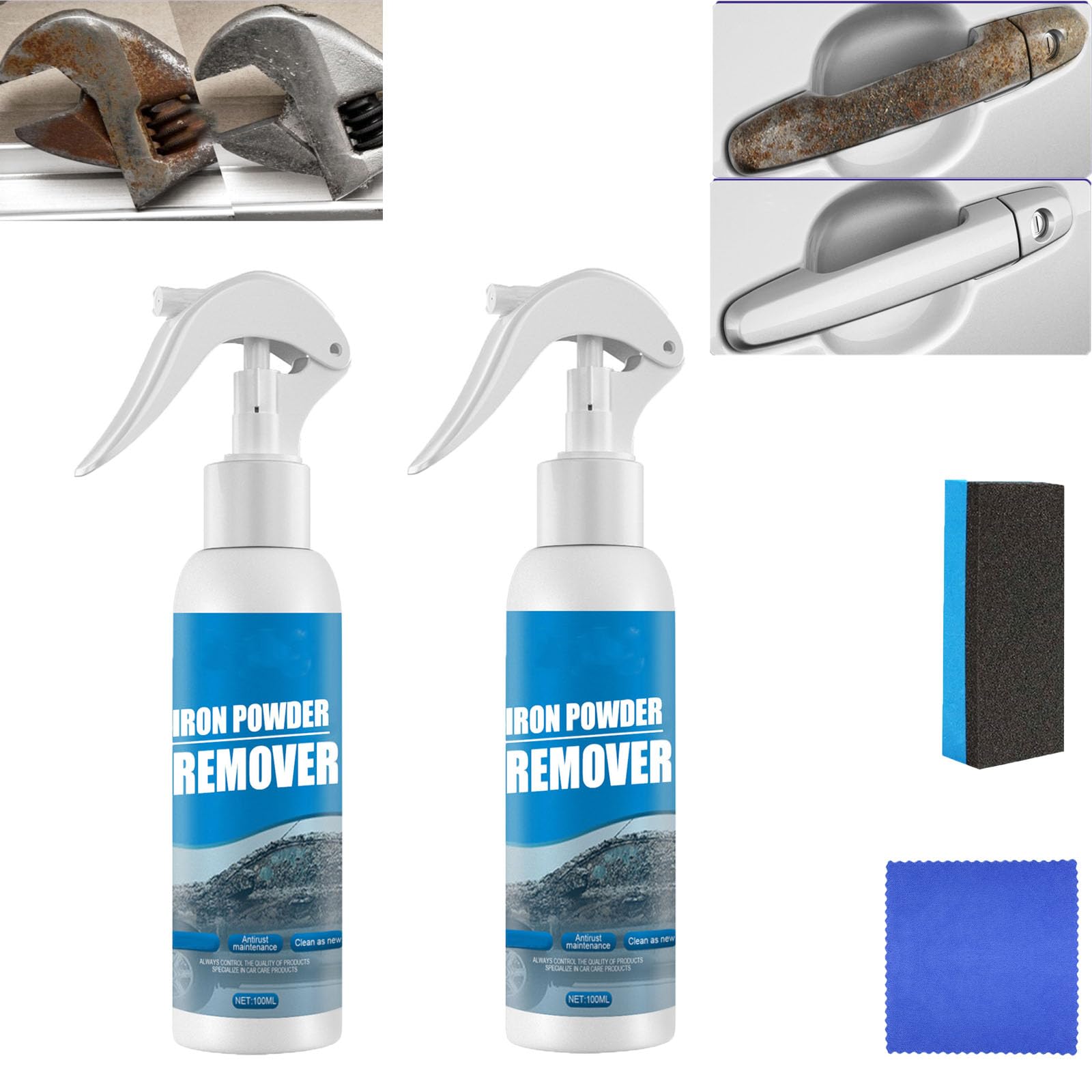 Auto Rostlöser Spray, Eisenpulver Entferner, Mehrzweck Rostlöser Spray, Rost Entfernen Schnell Entferner Spray, Multifunktionaler Lackreiniger Auto, Spray Rostlöser Eisenreinigung (200ml) von homomdy