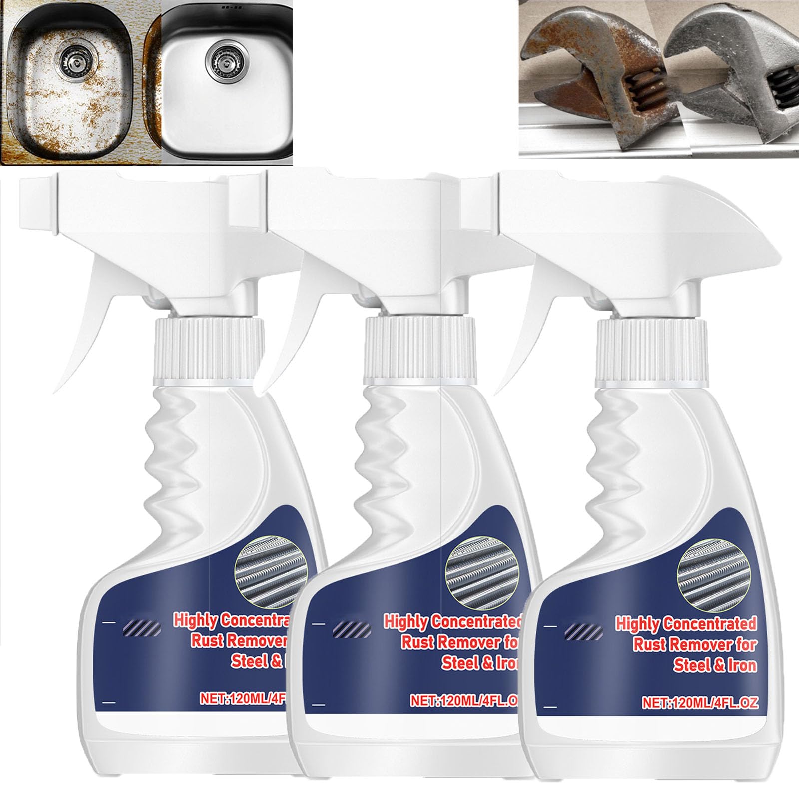 Heavy-Duty Metal Rust Remover, Kraftvoller Rostlöser, Rostfleckenentferner Heavy Duty, Multifunktionaler Rostlöser Spray, Anti-Rost Spray, Hochleistungs-Rostlöser für Metall, Auto-Rostlöser (3pcs) von homomdy