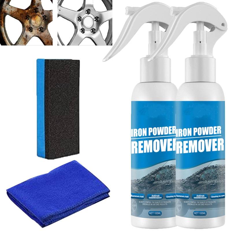 Iron Powder Remover, Car Rust Removal Spray, Multifunktionaler Lackreiniger, Autopflegespray, Rostlöser Schnell-Entferner Spray, zur Entfernung von Rost an vielfältigen Stellen. (2ps) von homomdy