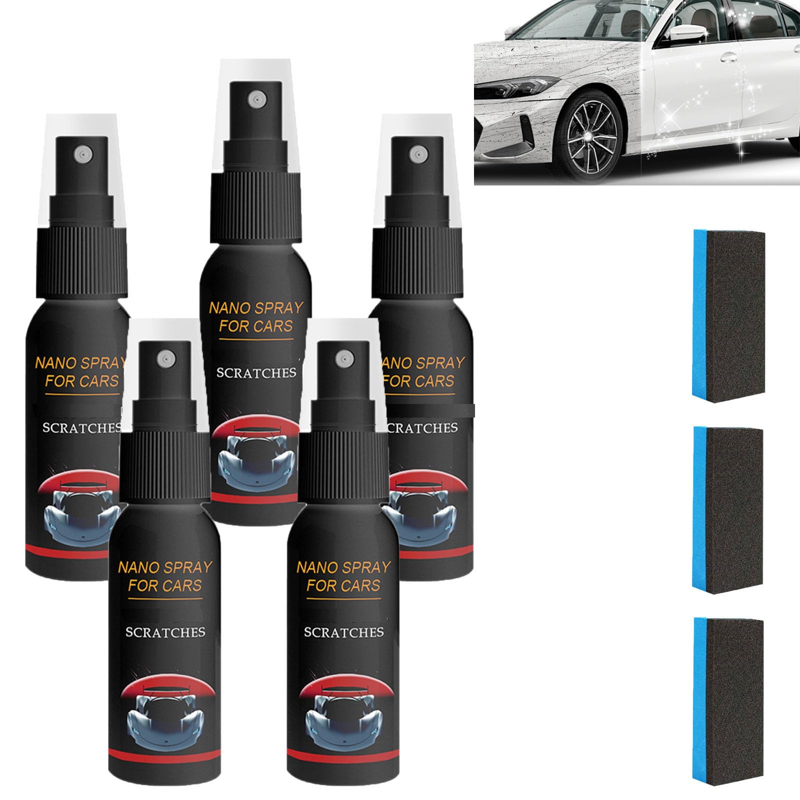 Nurafix Nano-Autospray, Nurafix Nano-Kratzer-Entferner,Nurafix Kratzer-Reparatur,Auto-Kratzer-Reparatur-Nano-Spray, Auto-Nano-Keramik-Beschichtung, Polierspray, effektive Auto-Kratzer-Reparatur (5pcs) von homomdy