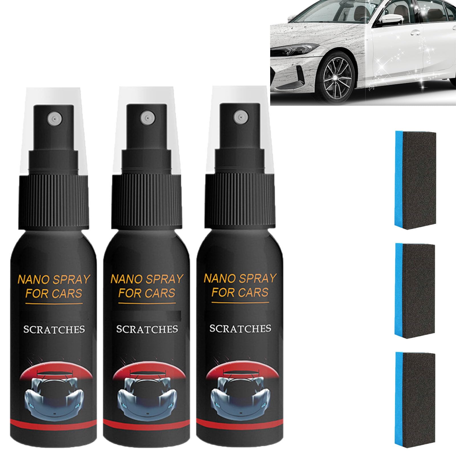 Nurafix Nano-Autospray, Nurafix Nano-Kratzer-Entferner,Nurafix Kratzer-Reparatur,Auto-Kratzer-Reparatur-Nano-Spray, Auto-Nano-Keramik-Beschichtung, Polierspray, effektive Auto-Kratzer-Reparatur (3pcs) von homomdy