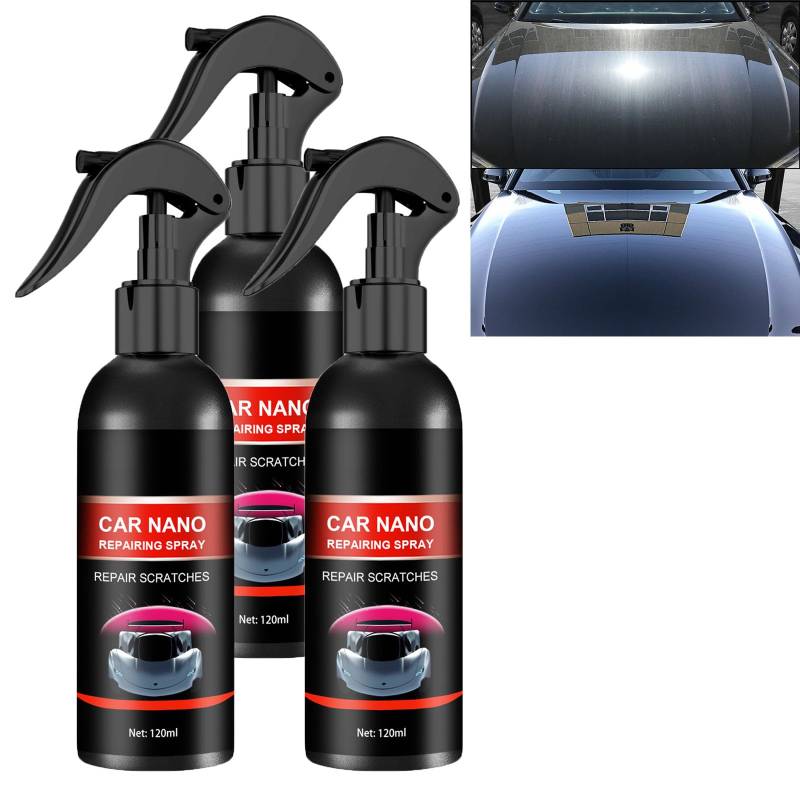 Nurafix Nano Car Spray, Nurafix Car Scratch Remover, Autolackreparatur, Nurafix Autowachs, Kratzerreparaturwachs fürs Auto, schnelles Reparieren von Kratzern, alle Arten von Fahrzeugen (3pcs) von homomdy