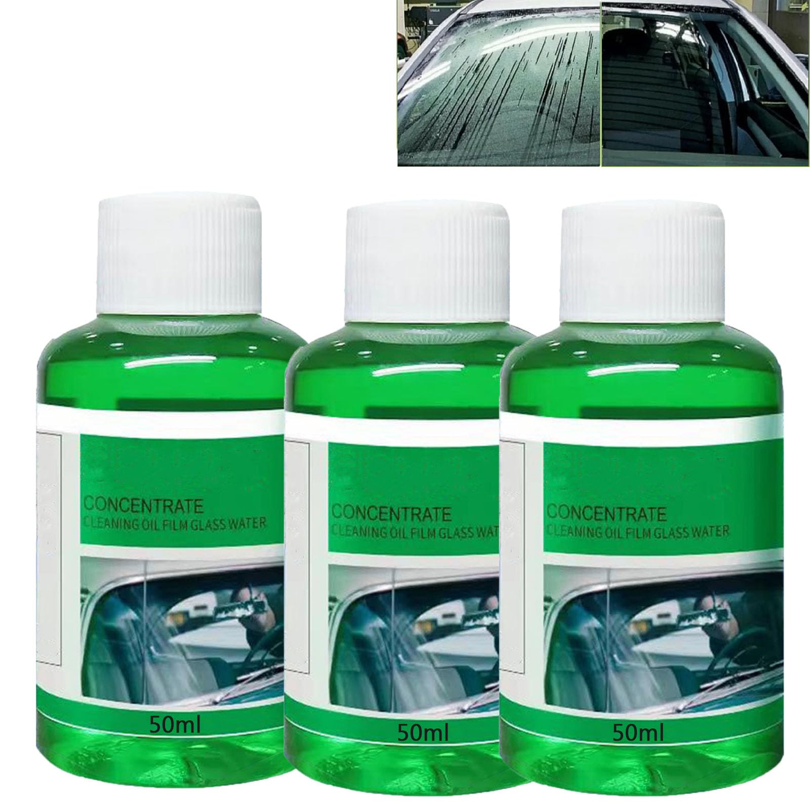 Powerful Cleaner Concentrate for Car Oil Film, Konzentrierter Auto-Ölfilm-Reiniger, Autoglas-Ölfilm-Reiniger, Ölfilm-Entferner für Autofenster, Windschutzscheiben-Ölfilm-Entferner für Autoglas (3pcs) von homomdy