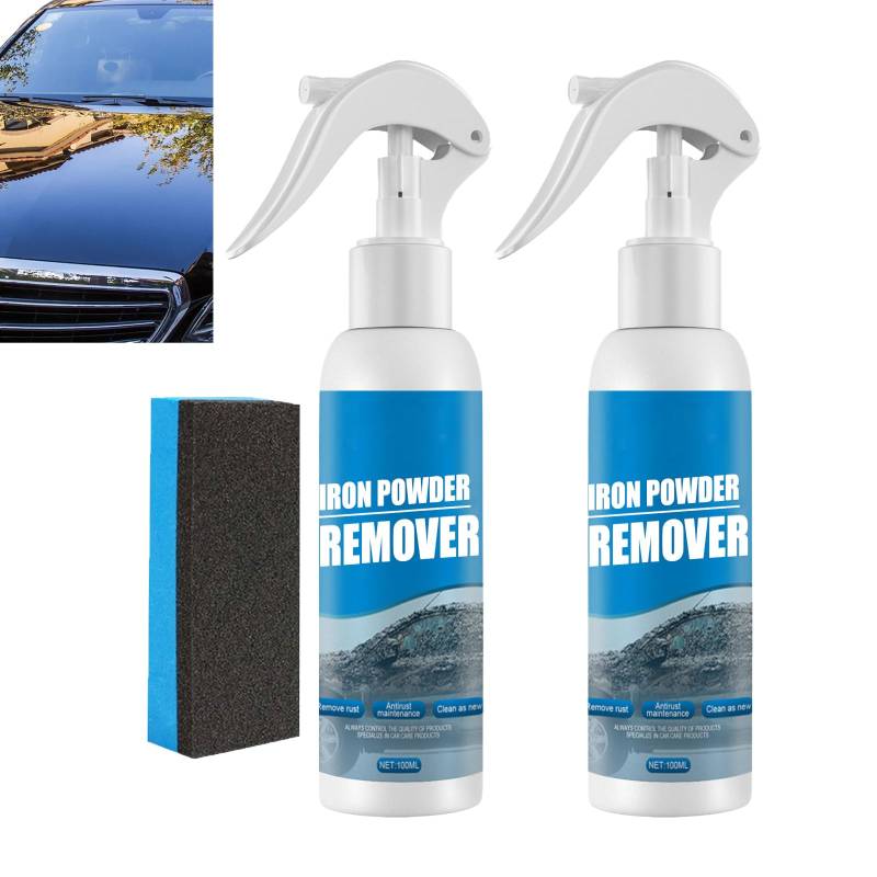 Rostentfernungsspray für Autos, Eisenpulverentferner, multifunktionaler Lackreiniger, Autopflege-Pulverspray, Rostschutz-Zerstäubung, schnelle Reparatur für Werkzeuge, Metalle und Autoteile (2pcs) von homomdy