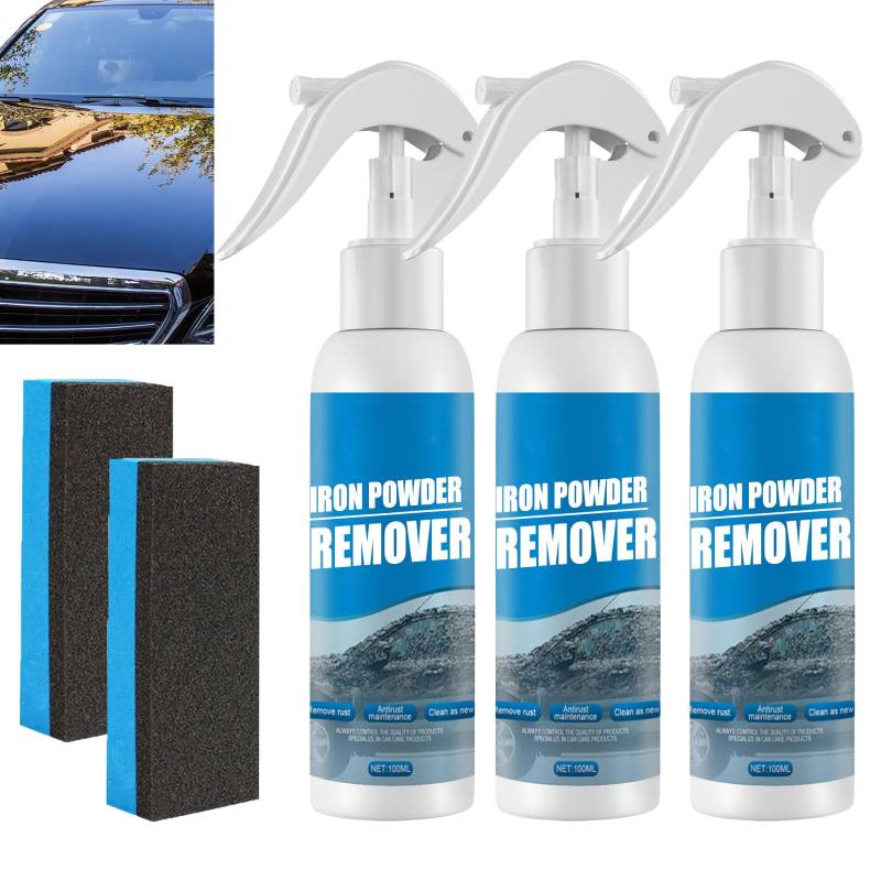 Rostentfernungsspray für Autos, Eisenpulverentferner, multifunktionaler Lackreiniger, Autopflege-Pulverspray, Rostschutz-Zerstäubung, schnelle Reparatur für Werkzeuge, Metalle und Autoteile (3pcs) von homomdy