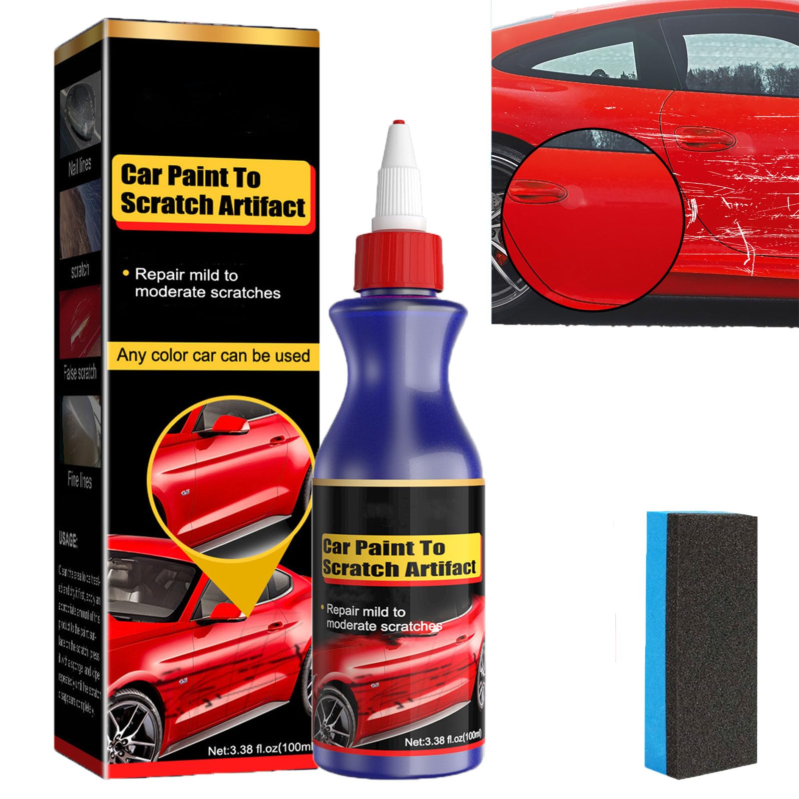 Scratch Repair Wax for Car, Car Scratch Remover, Auto-Kratzer-Reparaturpaste, Kratzer-Radiergummi-Set, Autolack-Kratzer-Reparaturmittel, Auto-Kratzer-Entferner für Tiefe Kratzer (1pcs) von homomdy