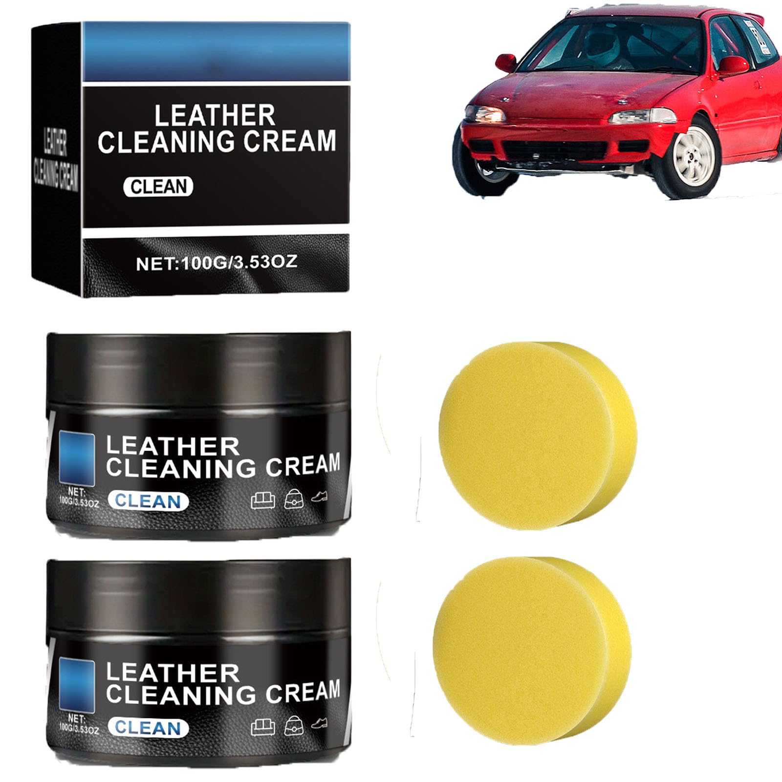 homomdy Lederpflegecreme, Leader Reinigungs- und Pflegecreme & Reinigungspaste zur Lederpflege, Autoleder-Reparaturcreme, Autoinnenraum-Leder-Reinigungscreme, Für Autoleder (2pcs) von homomdy