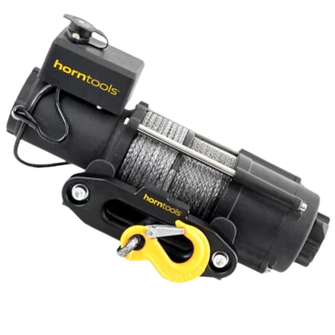 horntools Elektrische Seilwinde Gamma 2.0 Tonnen inkl. Fernbedienung, für ATV, Offroad, Motorwinde Seilzug Elektrowinde (Kunststoffseil, 12 Volt) von horntools