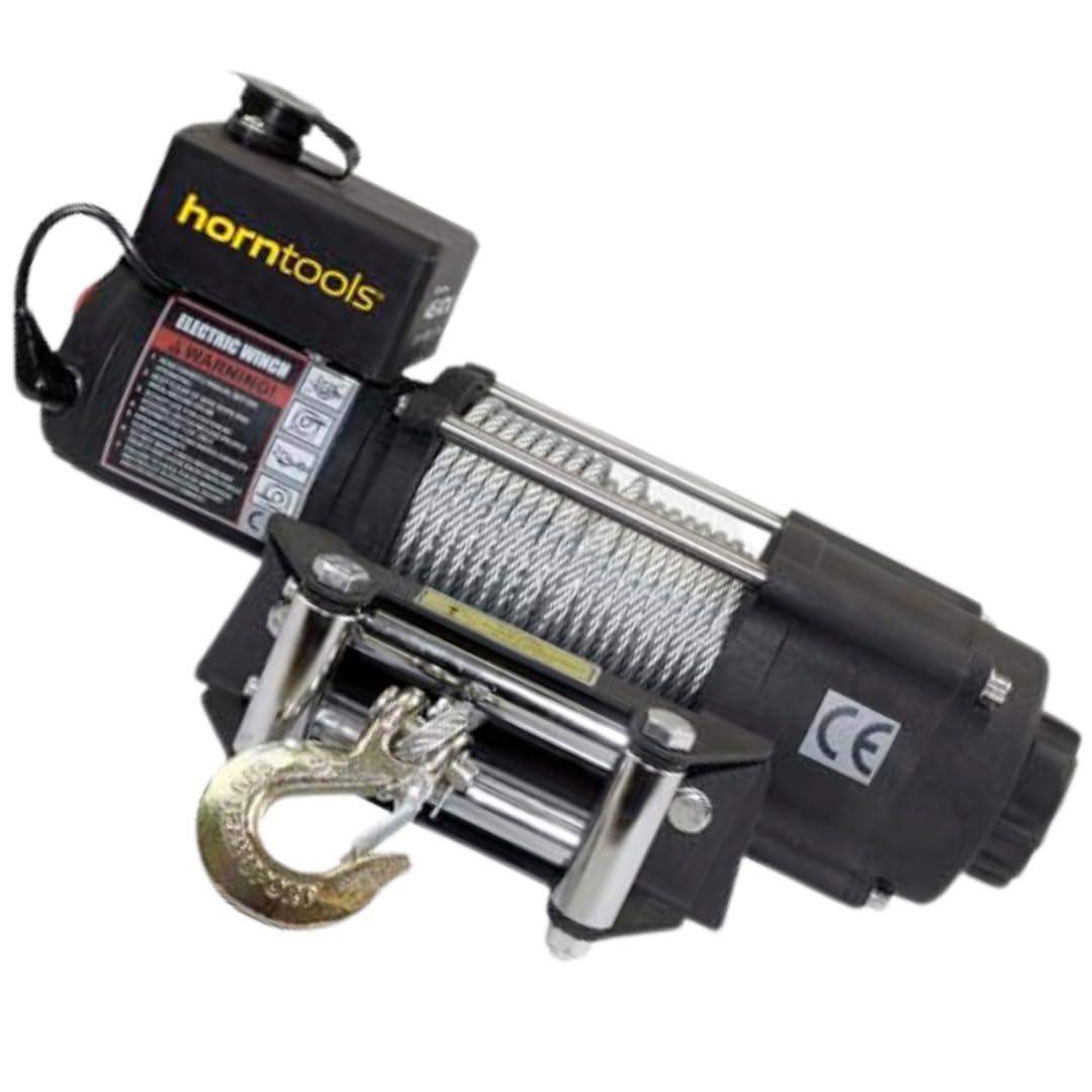 horntools Elektrische Seilwinde Gamma 2.0 Tonnen inkl. Fernbedienung, für ATV, Offroad, Motorwinde Seilzug Elektrowinde (Stahlseil, 24 Volt) von horntools