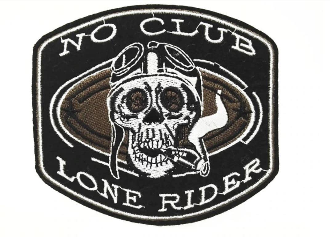 Hotrodspirit Lone Rider No Club Totenkopf 11 x 10 cm Aufnäher zum Aufbügeln von hotrodspirit