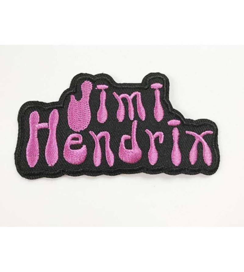 Hotrodspirit – Patch Jimi Hendrix schwarz und rosa 9 x 4,5 cm Rock Roll Aufnäher zum Aufbügeln Biker von hotrodspirit