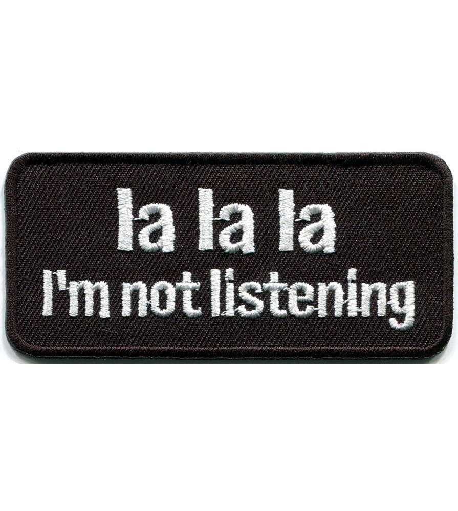 Hotrodspirit Patch La I'm Not Listening schwarz und weiß 8,5 x 4 cm Rückenjacke Jacke Biker Biker von hotrodspirit