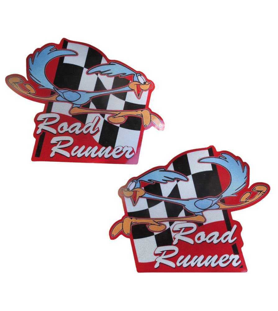 hotrodspirit - 2 Sticker Beep Road Runner a Schachbrettmuster 15 x 12 cm reflektierend Auto von hotrodspirit