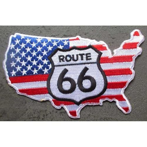 hotrodspirit Aufnäher zum Aufbügeln, Motiv: USA Route 66, 12 x 8 cm von hotrodspirit