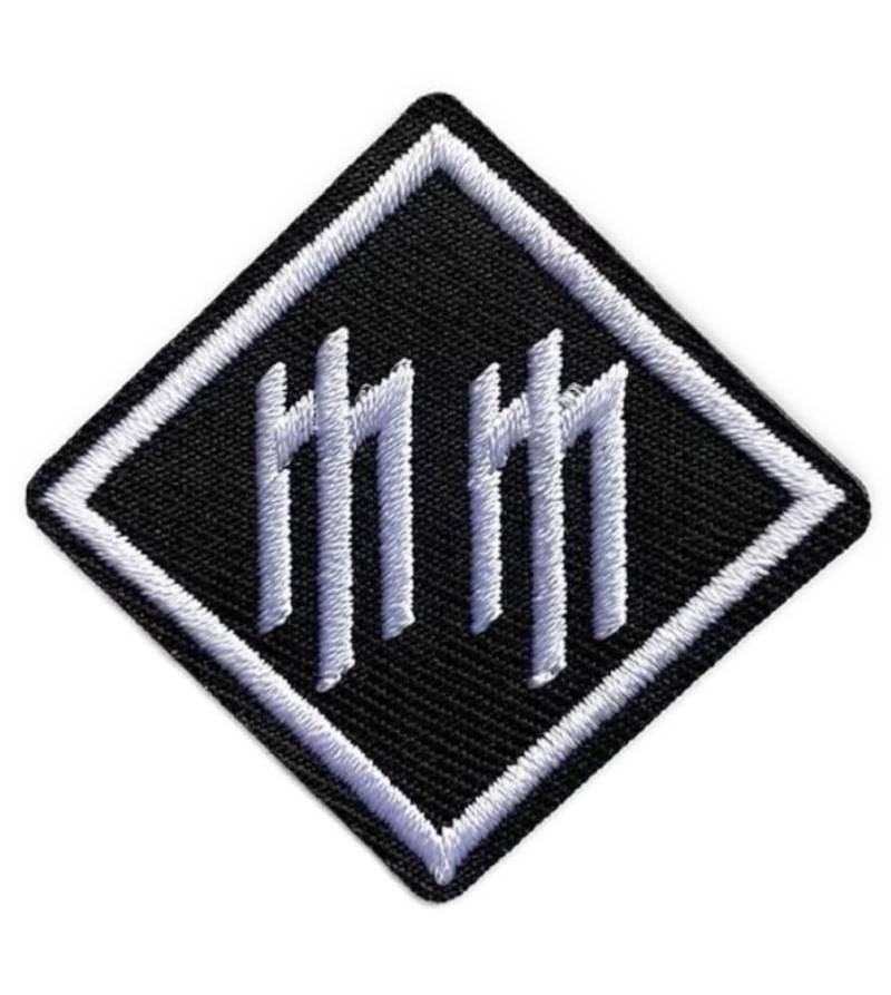 hotrodspirit - Patch MM Marilyn Manson Raute Schwarz Weiß 5 x 5 cm zum Aufbügeln, Rock von hotrodspirit