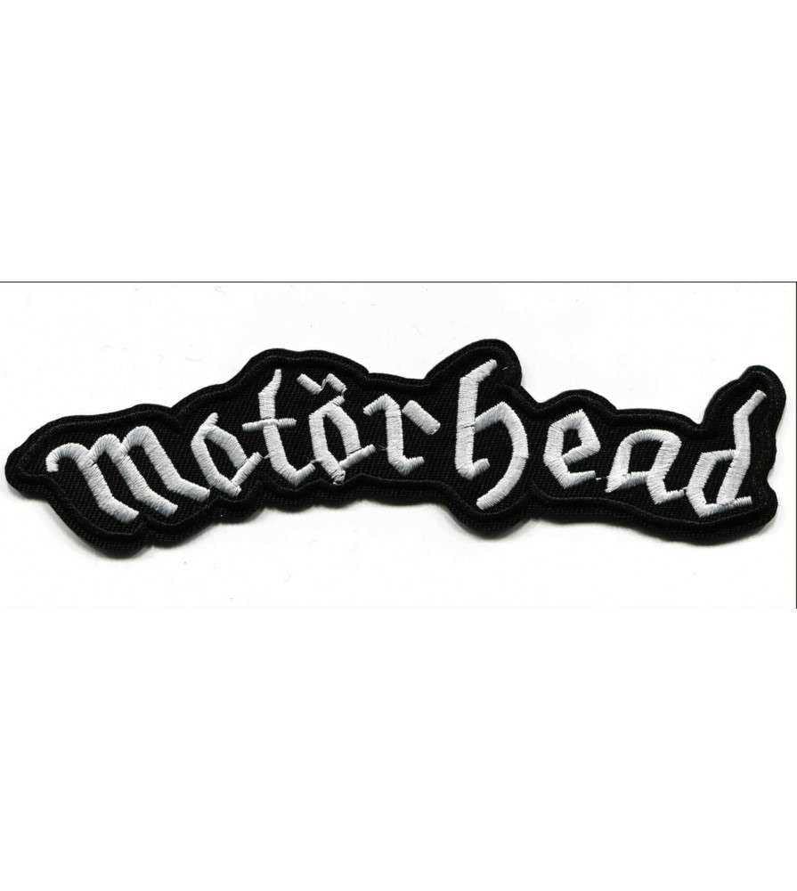 hotrodspirit - Patch Motorhead Logo Schriftzug, schwarz, weiß, 15 x 3,5 cm, Rock, zum Aufbügeln, Jacke von hotrodspirit