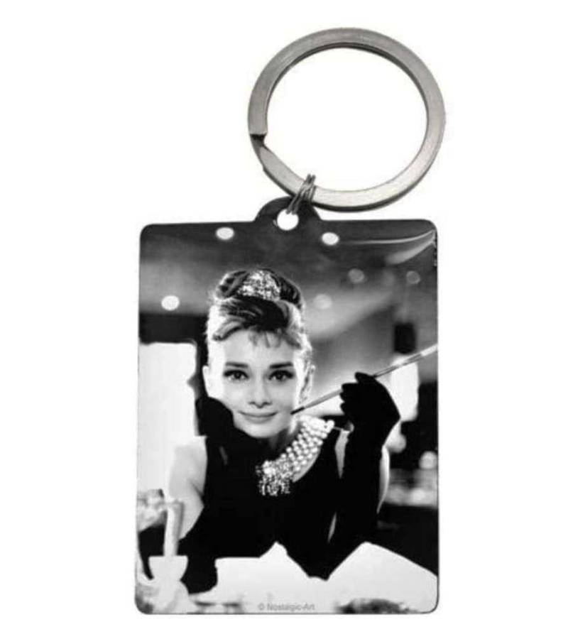 hotrodspirit - Schlüsselanhänger Audrey Hepburn, rechteckig, Vintage-Stil, Metall-Finish von hotrodspirit