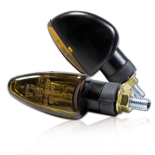 Mini Blinker ARROW schwarz kurz getöntes Glas M8 E-gepr. für Motorrad Bike von hs