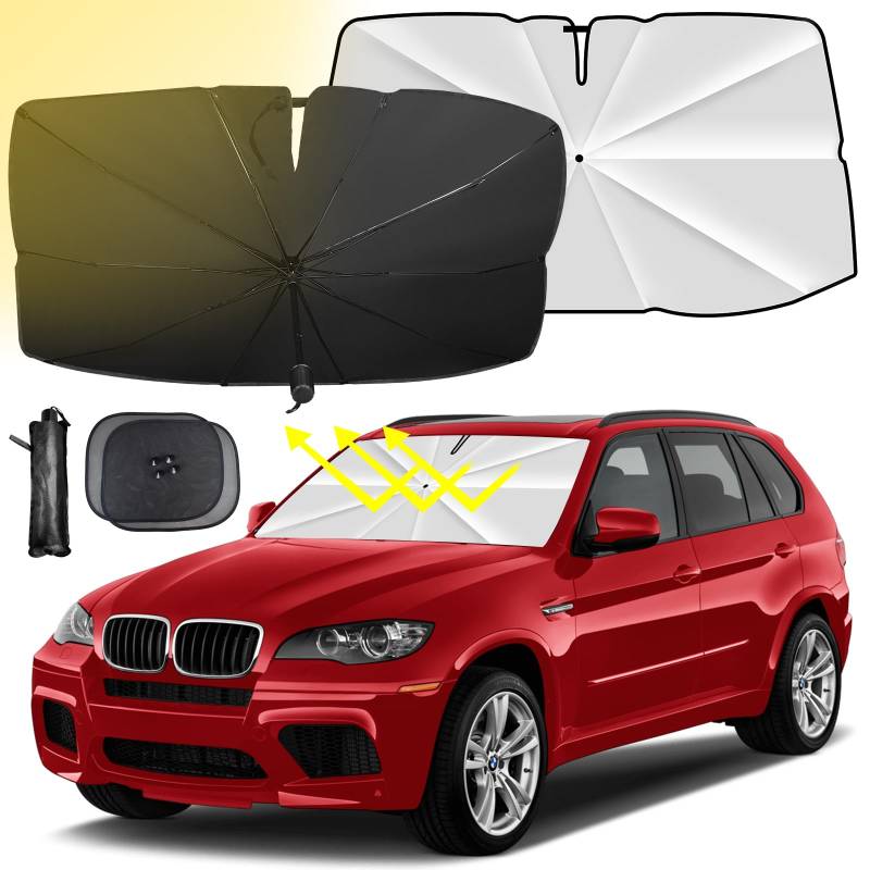 Auto Sonnenschutz Frontscheibe 140x80 +2 Sonnenschutz Auto Baby Innen Faltbare Windschutzscheibe Sonnenblende Frontscheiben Car Sun Shield Gladeshade Shade Auto-Sonnenschutz Hitzeschutz Sonnenschein von htbakoi