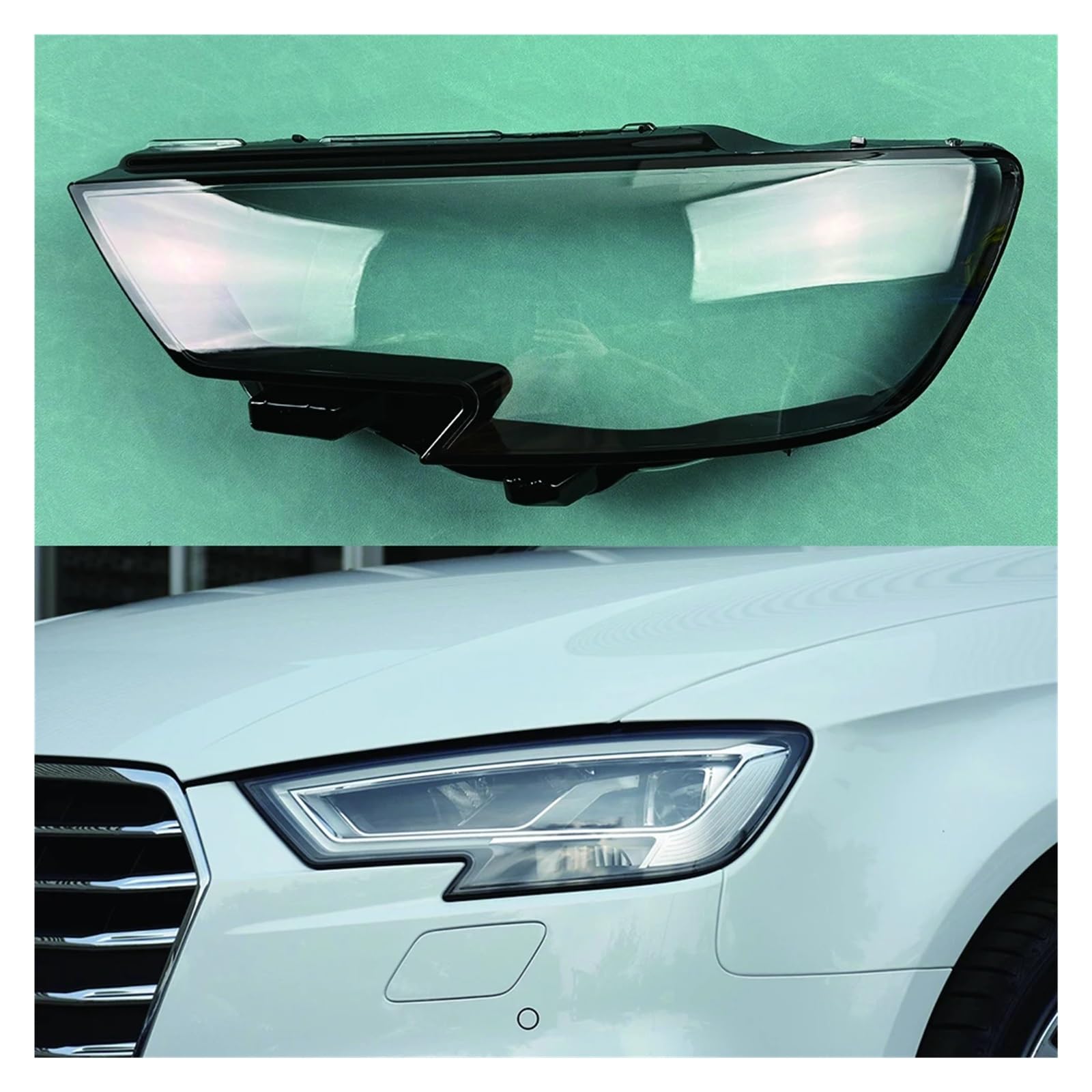 Kompatibel for Audi A3 S3 2017-2020 Auto-Frontscheinwerferabdeckung Auto-Scheinwerfer-Lampenschirm Lampenabdeckung Scheinwerferglaslinsenschale(Left) von huanglanhuagr