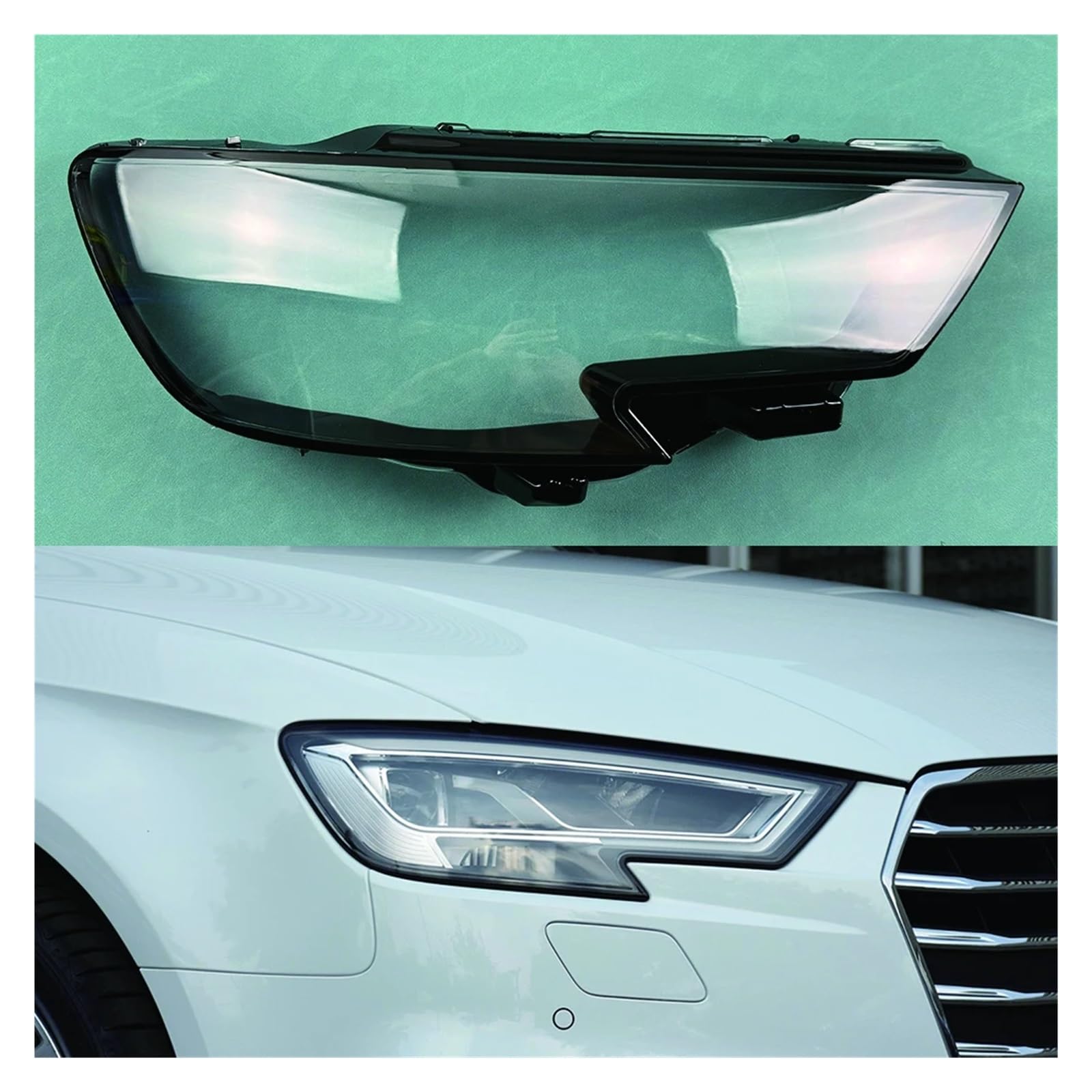 Kompatibel for Audi A3 S3 2017-2020 Auto-Frontscheinwerferabdeckung Auto-Scheinwerfer-Lampenschirm Lampenabdeckung Scheinwerferglaslinsenschale(Right) von huanglanhuagr