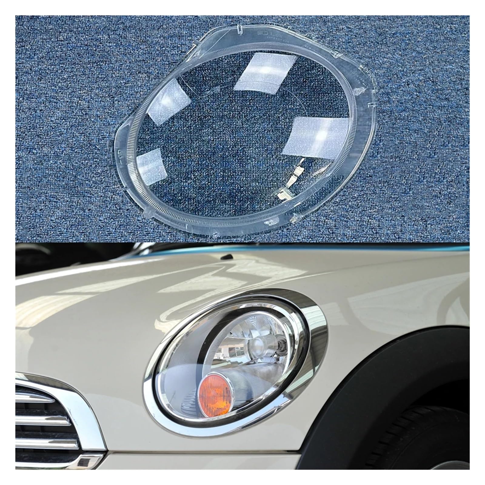 Scheinwerferkappen Kompatibel for BMW Mini R55 R56 2007-2013 Autoscheinwerferabdeckung Transparenter Lampenschirm Lampenabdeckung Scheinwerferglasschale(Low Left) von huanglanhuagr