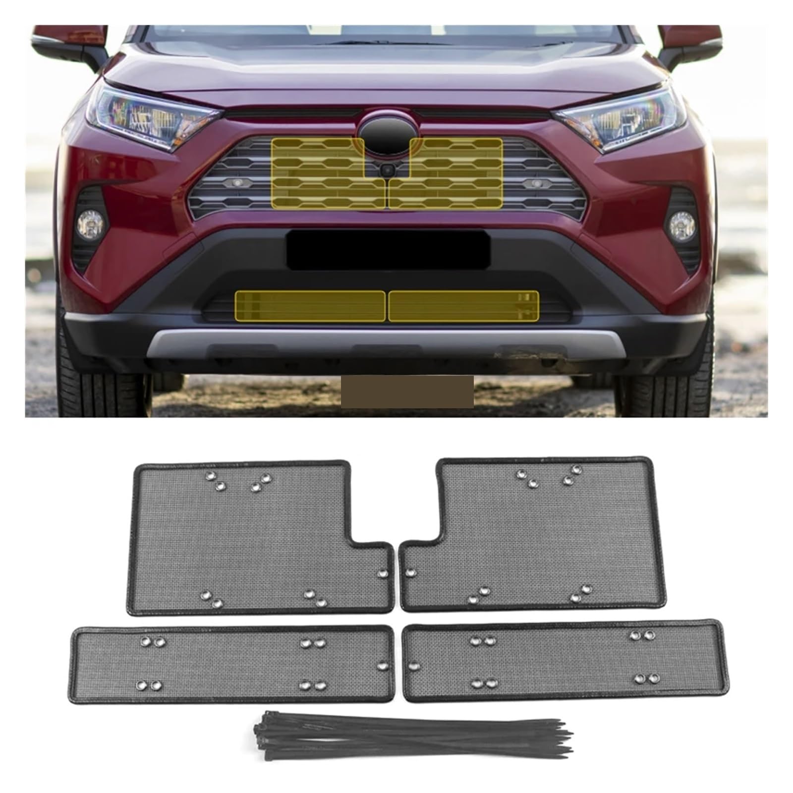 huanglanhuagr 4PCS Auto Kompatibel for Toyota RAV4 XA50 2019-2025 Lufteinlass Schützen Abdeckung Airin Einsatz Net Vent Racing grill Filter Zubehör(B) von huanglanhuagr