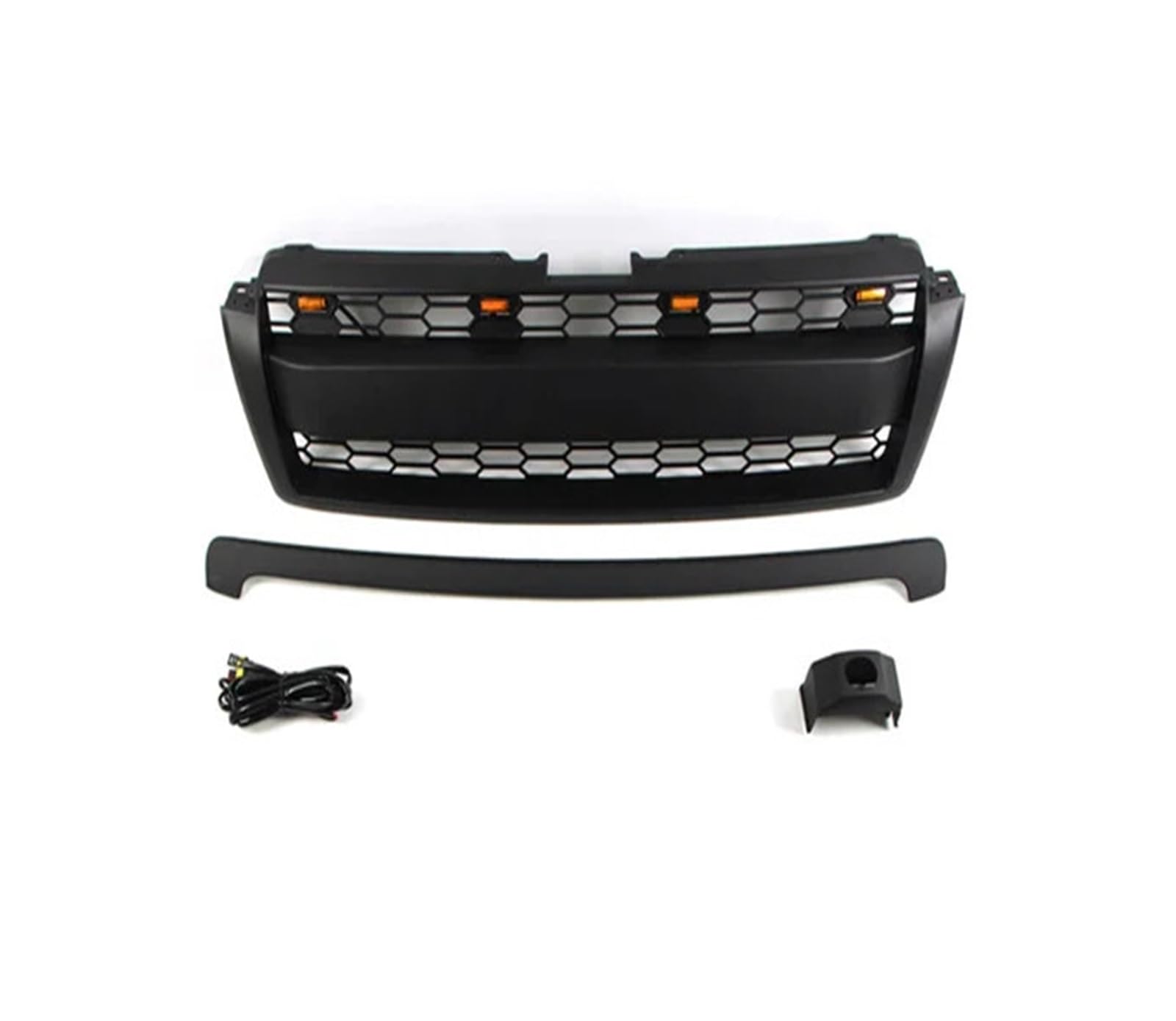 huanglanhuagr Auto-Frontgrill, kompatibel mit Toyota Land Crusier, kompatibel mit Prado Fj150 2010–2013, vorderer Stoßstangen-Obergrill mit LED-Bernsteinlichtern, Kühlergrill aus ABS(Black with LED) von huanglanhuagr