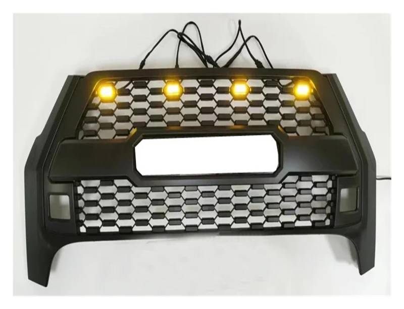 huanglanhuagr Modifizierte LED-Renngrills, kompatibel mit Toyota Hilux Revo Rocco 2021 2022 Pickup, Autokühler, Frontgrill, Stoßstangenmaske, obere Netzabdeckung(Amber LED) von huanglanhuagr