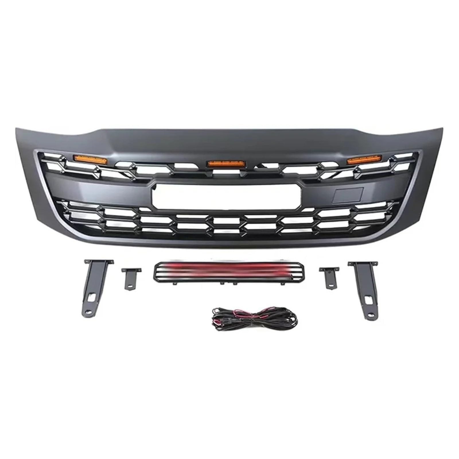 huanglanhuagr Stoßstangen-Kühlergrills, kompatibel for Toyota Hilux Vigo 2012 2013 2014, Auto-Frontgrill, modifizierter Renngrill, Gitternetzabdeckung(Package 1) von huanglanhuagr