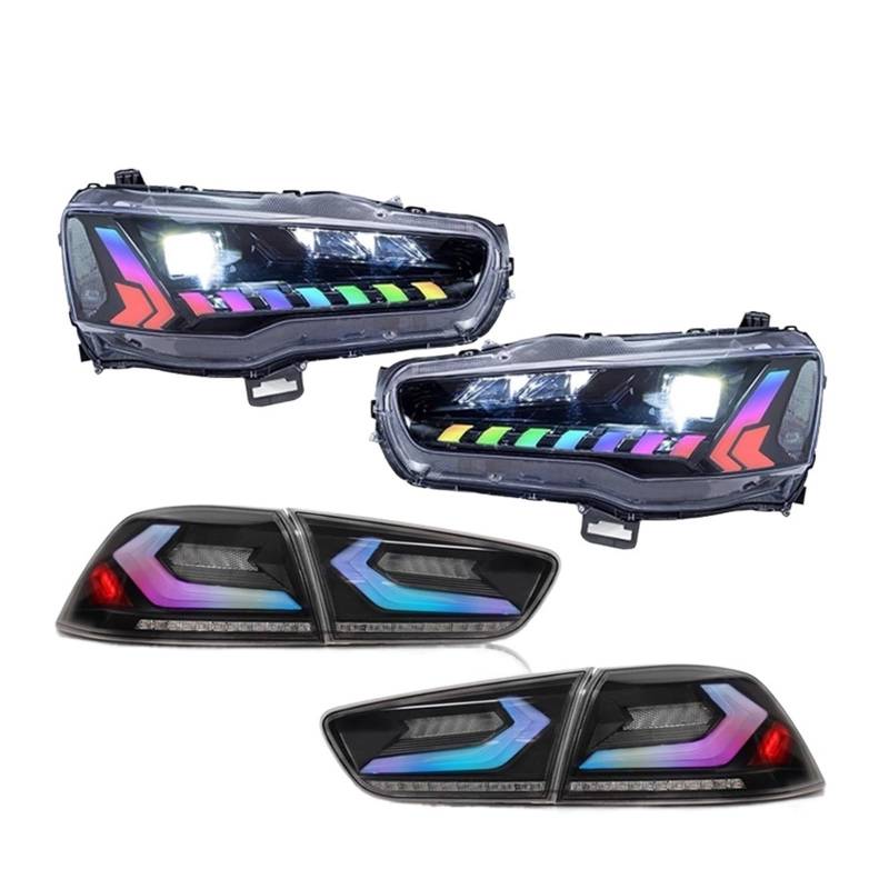 1 Set RGB-Autolampen kompatibel mit Mitsubishi Lancer 2008 – 2018, Autoscheinwerfer mit Dämonenaugen und Rücklicht-Montage (RHD, RGB Sets A) von huangtaogr