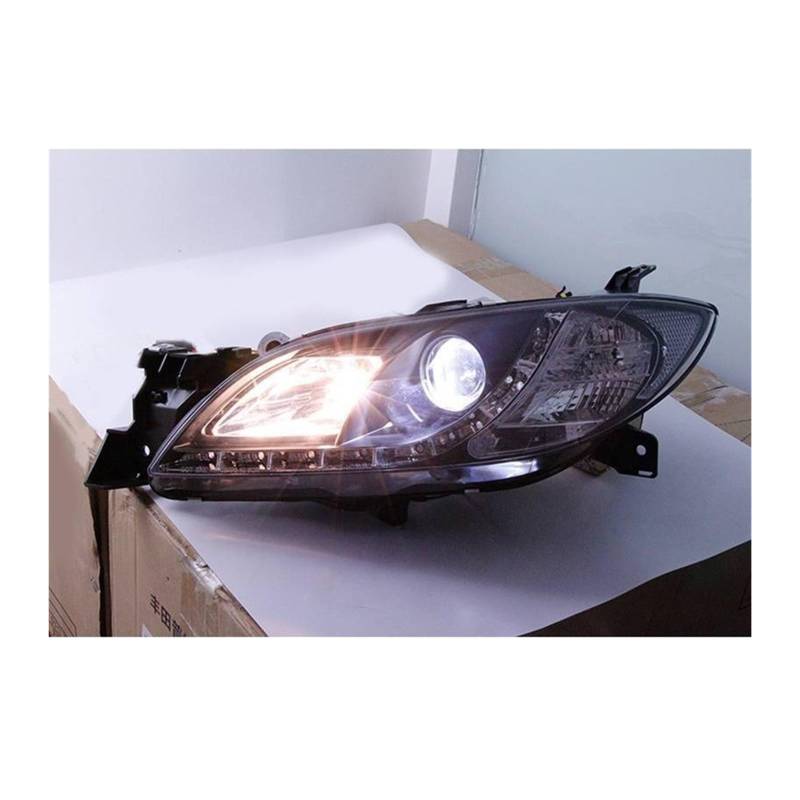 Auto-Stil, kompatibel mit Halogenlampe Mazda 3 2006-2012, Mazda3 Scheinwerfer, Halogenlampe, DRL-Linse, Doppelstrahler, H7, Xenon, Bi Set mit Xenon-Linsen (4300 K Weißgelb, 35 W) von huangtaogr