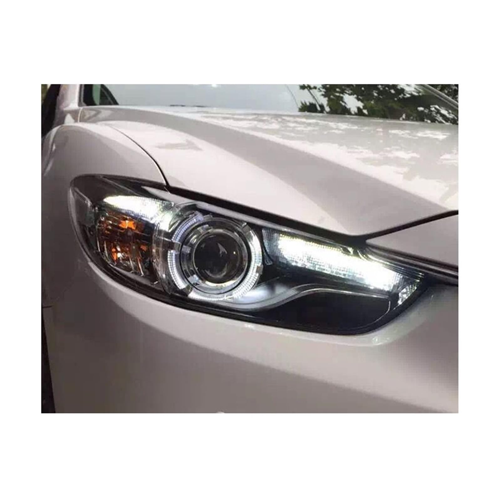 Auto-Stil, kompatibel mit den Scheinwerfern Mazda 6 2013-2016 Mazda6 Atenza Halogenlampe DRL Stirnlampe Angel Eye Bi Xenon Zubehör (keine Glühbirne in Low Beam) von huangtaogr