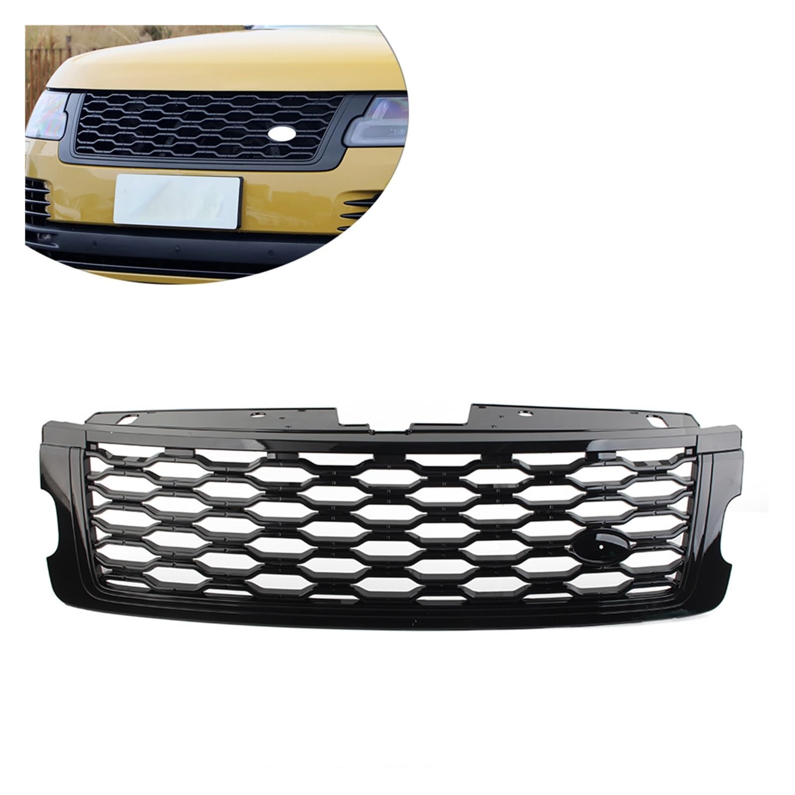 Auto Vorderen Stoßfänger ABS Kühlergrill Grill Kompatibel for Land Rover Range Rover 2018 2019 2020 2021 2022 LR098084 LR098080 LR098082(Black) von huangtaogr