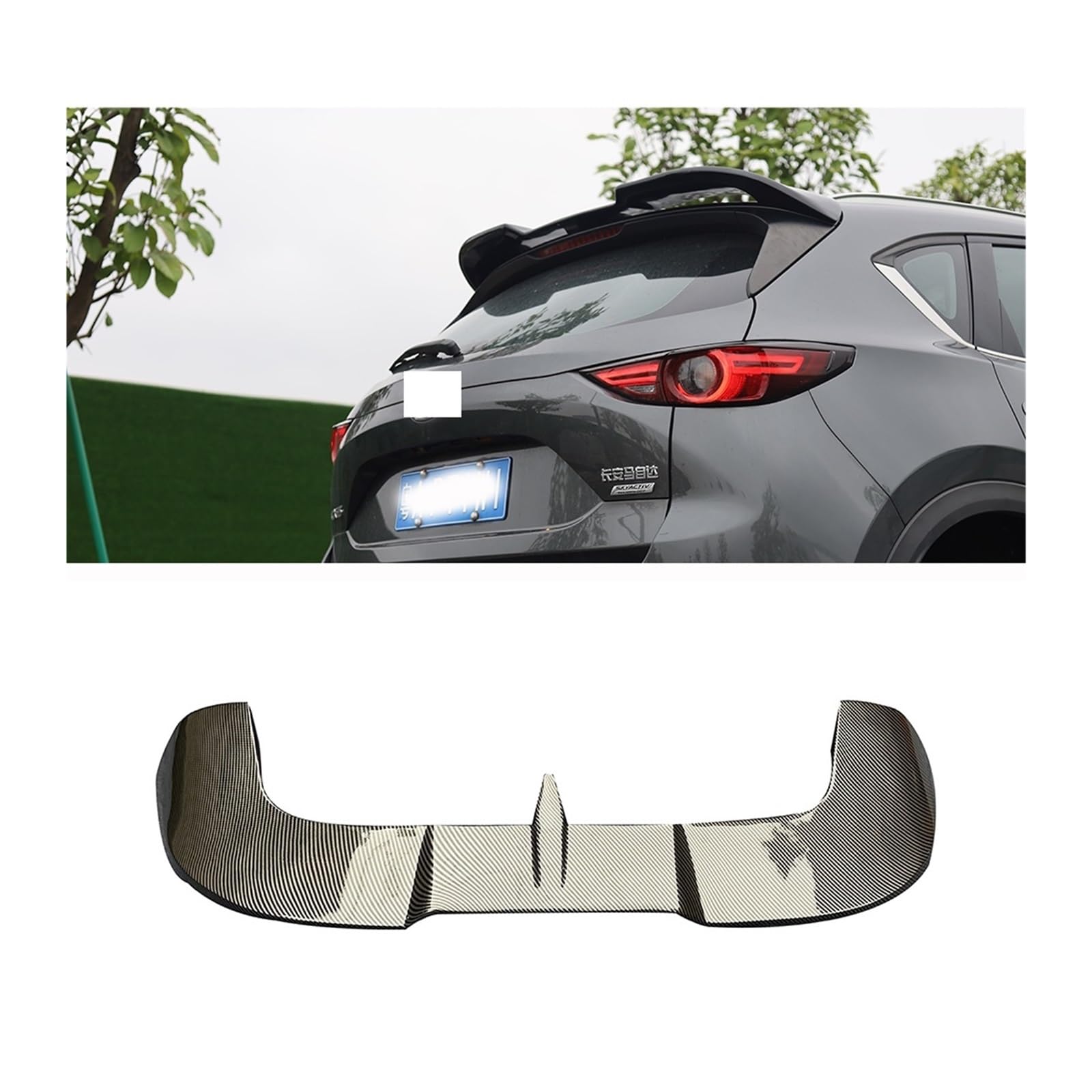 FRP Kunststoff Unlackiert Farbe Hinten Dach Spoiler Schwanz Trunk Boot Lip Flügel Auto Zubehör Kompatibel for Mazda CX-5 CX5 2017 2018 2024(No Color) von huangtaogr