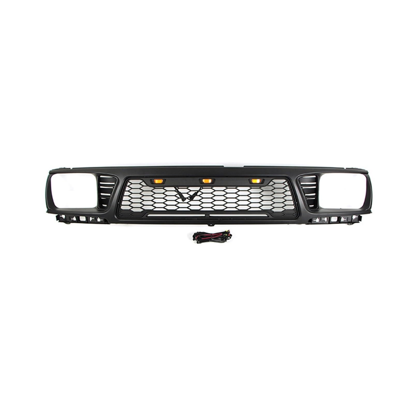 Frontgrill-Zierleisten, Renngrills, schwarz, passend for Mash-Grill mit 3 LED-Leuchten, kompatibel for Toyota Tacoma 1995–1997 von huangtaogr