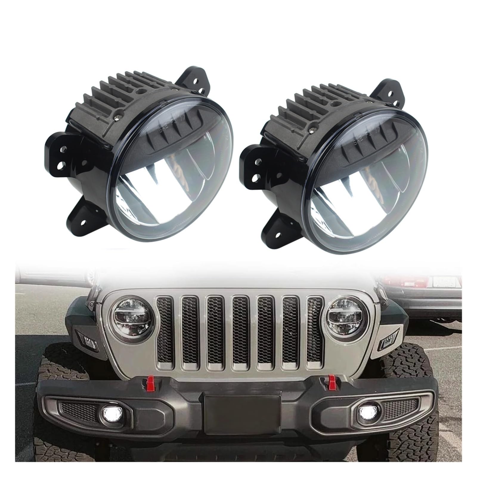 Halogen-Nebelscheinwerfer, kompatibel mit Jeep Wrangler JL JLU Rubicon Sahara 2018 2019 mit Reflektor für Stoßfänger aus Kunststoff, Halogenlampe Nebelscheinwerfer, Plug and Play von huangtaogr