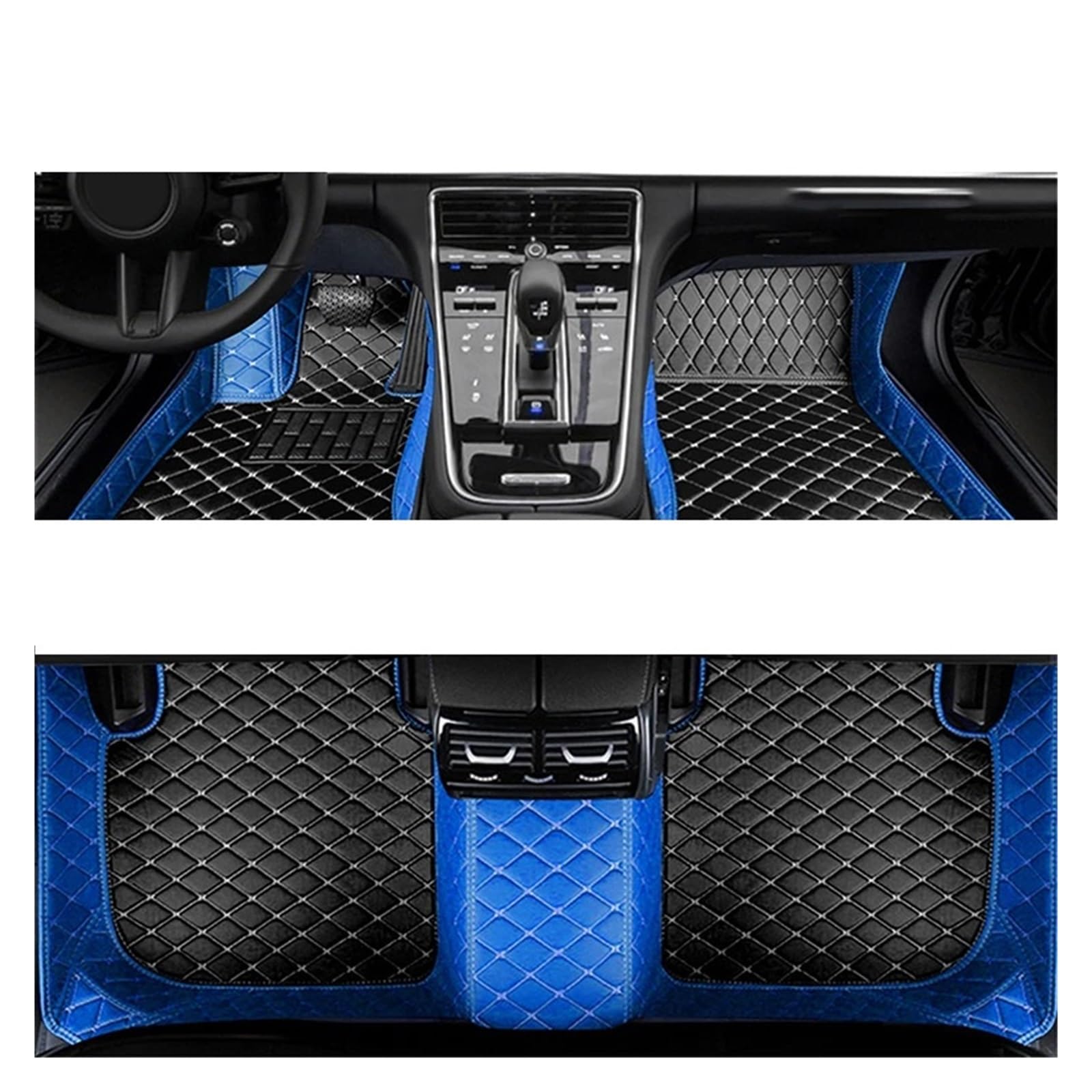 Kompatibel for Hyundai Sonata LF 2018 2017 2016 2015 Auto Fußmatten Innen Leder Teppiche Auto Zubehör Styling Custom Teppiche Schützen(LHD Black with Blue) von huangtaogr