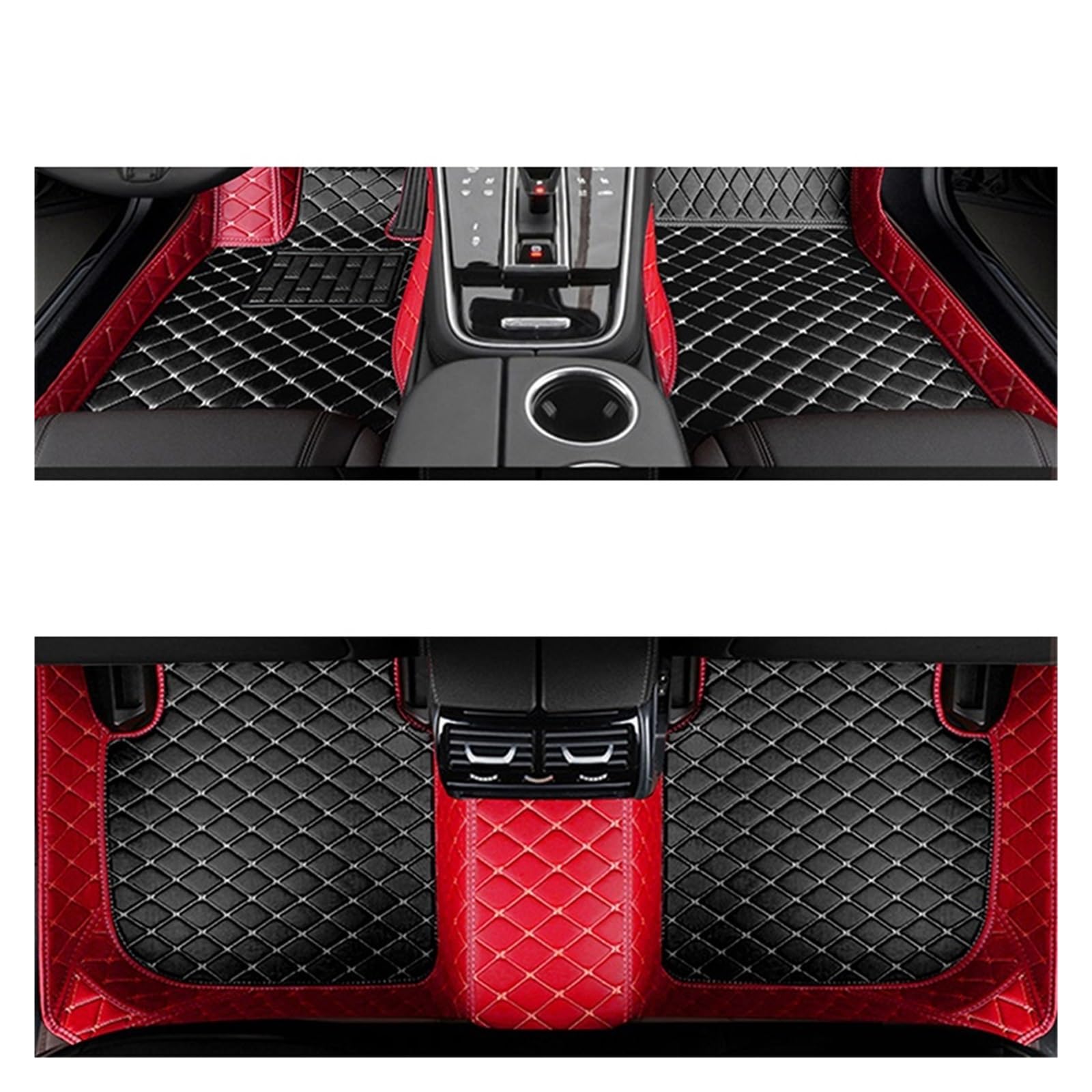 Kompatibel for Hyundai Sonata LF 2018 2017 2016 2015 Auto Fußmatten Innen Leder Teppiche Auto Zubehör Styling Custom Teppiche Schützen(LHD Black with red) von huangtaogr