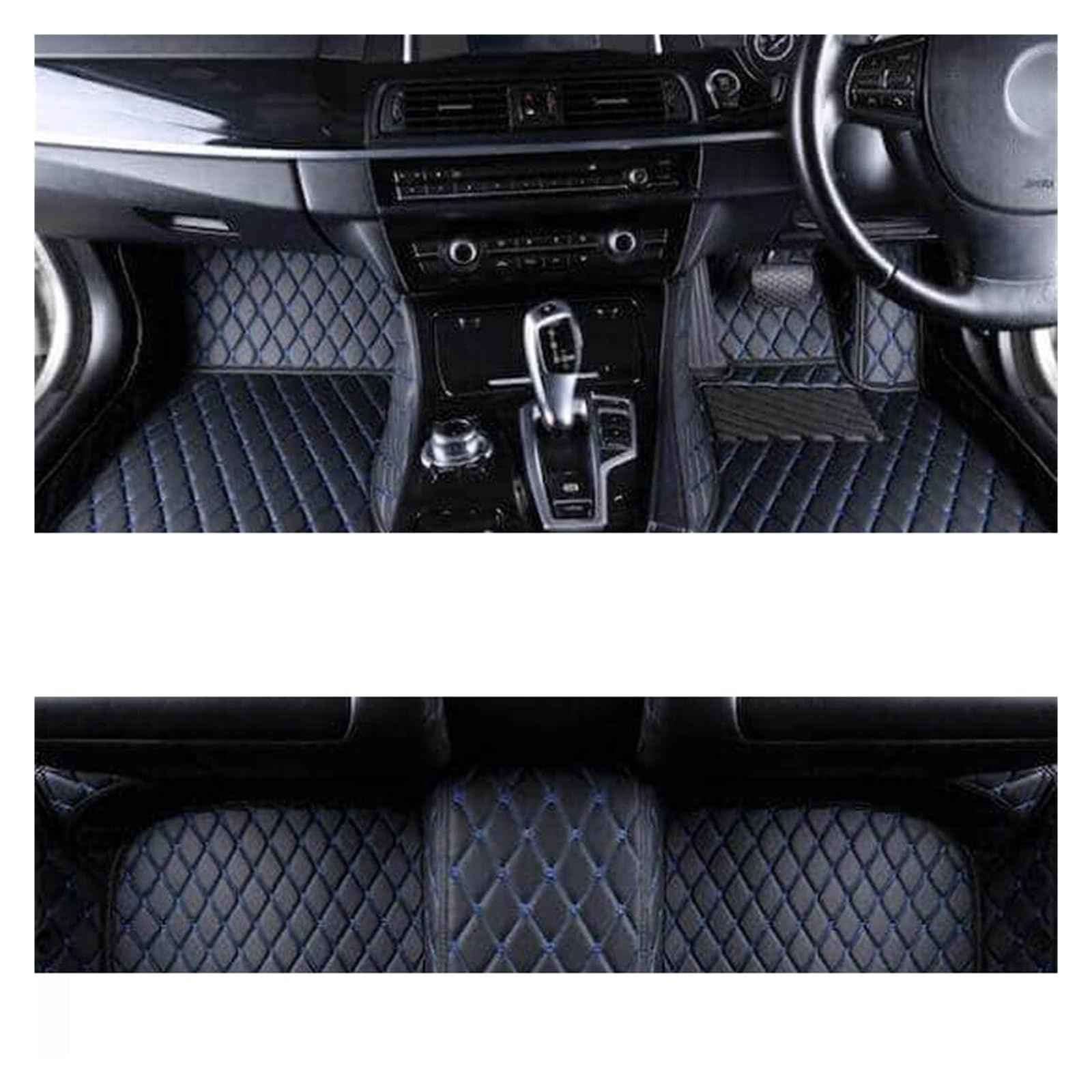 Kompatibel for Hyundai Sonata LF 2018 2017 2016 2015 Auto Fußmatten Innen Leder Teppiche Auto Zubehör Styling Custom Teppiche Schützen(RHD Black Blue) von huangtaogr