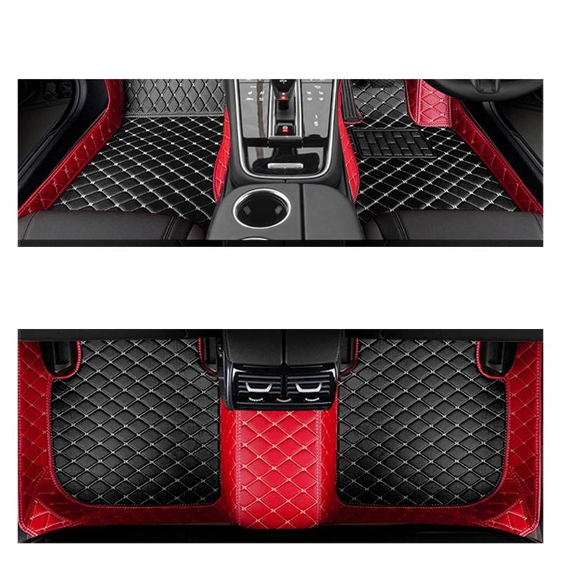 Kompatibel for Hyundai Sonata LF 2018 2017 2016 2015 Auto Fußmatten Innen Leder Teppiche Auto Zubehör Styling Custom Teppiche Schützen(RHD Black with red) von huangtaogr