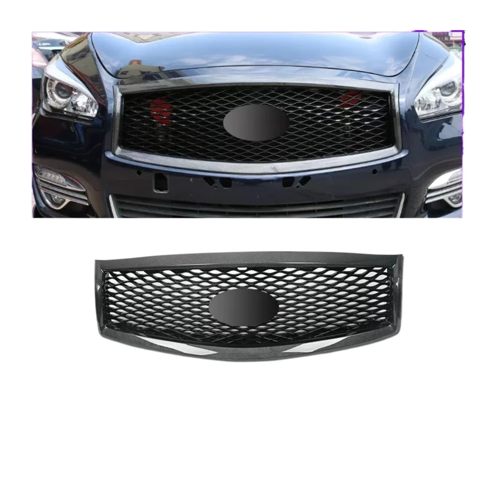 Kompatibel for Infiniti Q70L Grill Frontstoßstange Kühlergrill Montage Heckflügel Dachblende Heckspoiler Autozubehör(Carbon Fiber Pattern) von huangtaogr