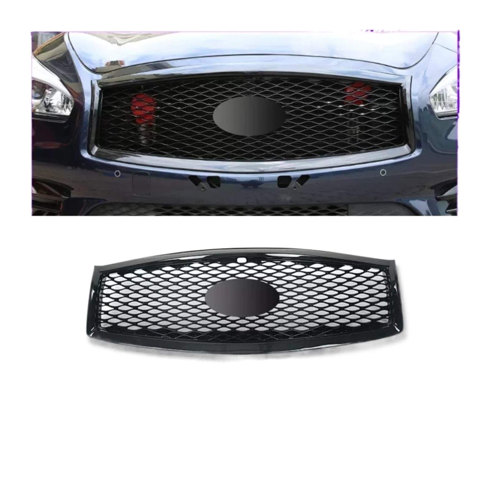 Kompatibel for Infiniti Q70L Grill Frontstoßstange Kühlergrill Montage Heckflügel Dachblende Heckspoiler Autozubehör(Glossy Black) von huangtaogr